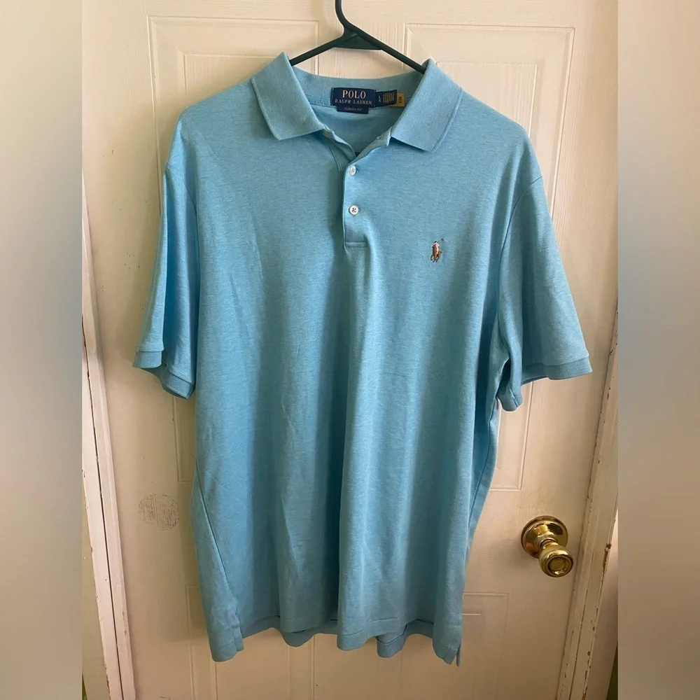 Ralph Lauren Men's Light Blue Polo Shirt with Embroidered Pony